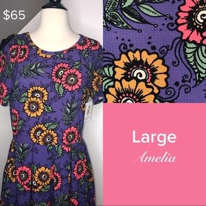 Floral LuLaRoe Amelia Dress Large